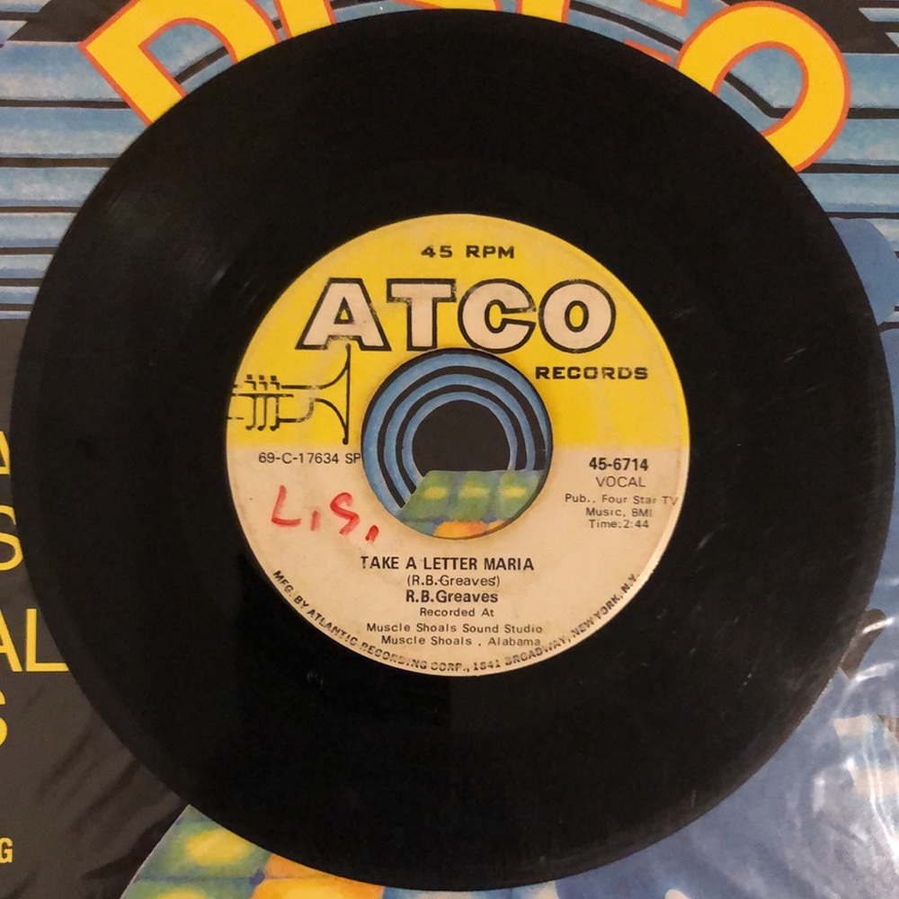 R.B. Greaves Take A Letter Maria Vinyl 45 Record